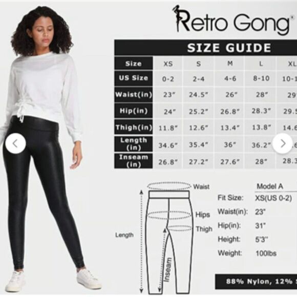 Retro Gong Black Shiny Leather leggings in M - Picture 13 of 13